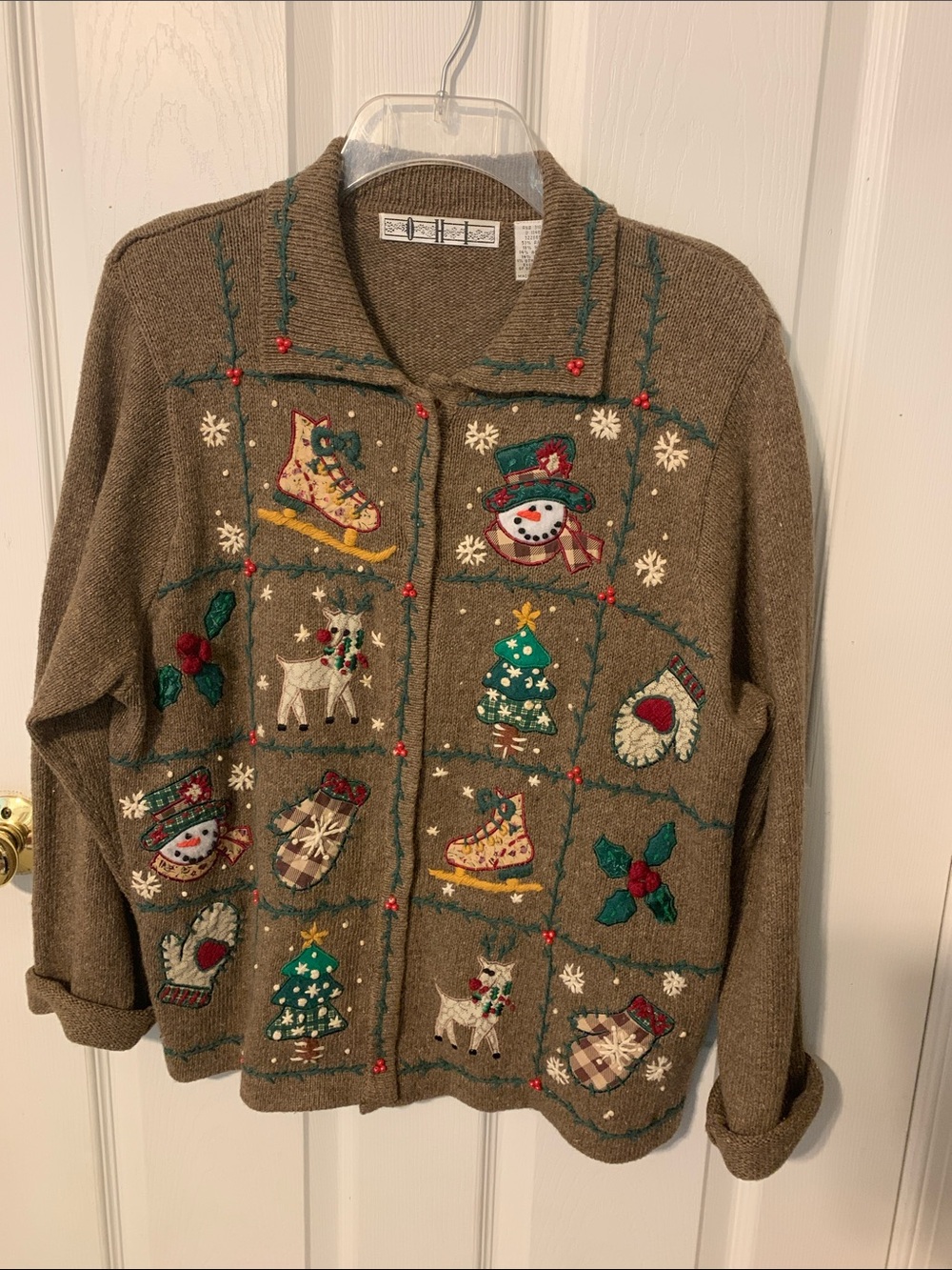 OHI Vintage Holiday/Christmas cardigan sweater -  size L